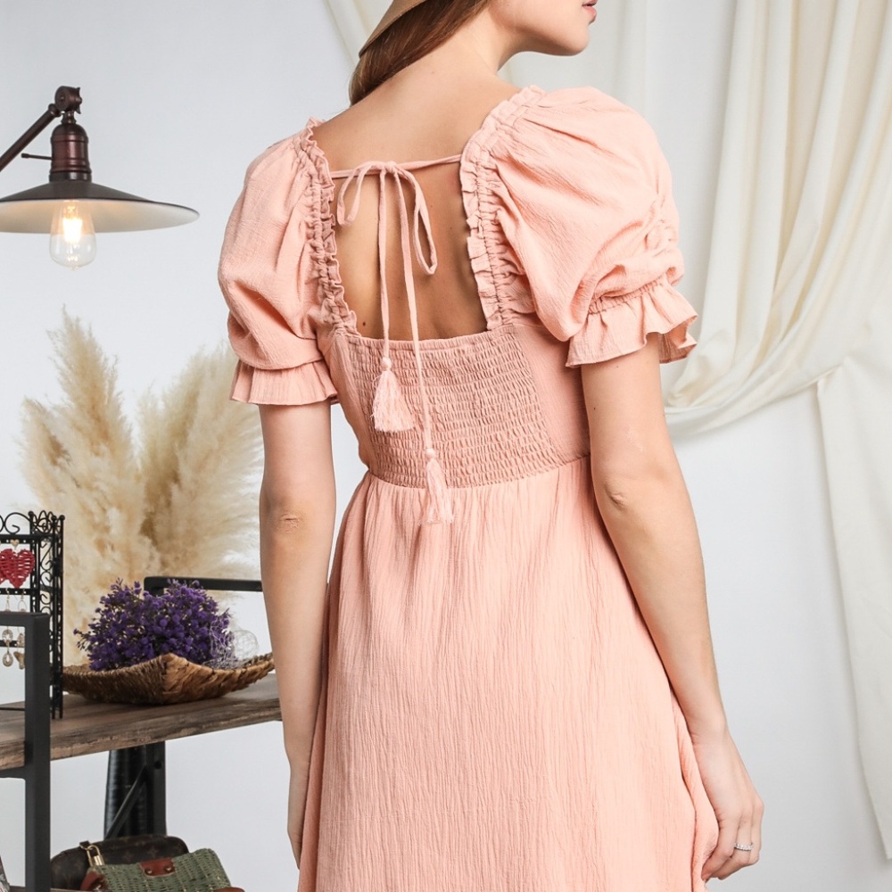 OPEN BACK DRESS IN SALMON - Picture 7 of 7